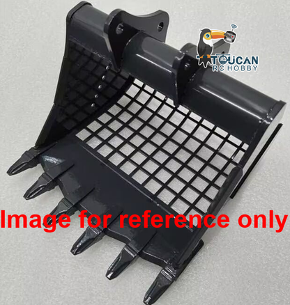 Toucan Metal Grading/Trapezoidal/Narrow Toothless/Toothed/Rake/Grille Bucket for 1/12 Hydraulic Remote Control Tracked Excavator C395 LR976 E650 RC Digger Model Construction Vehicle