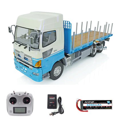 LESU 1/14 6x4 Ready to Go RC Flatbed Lorry Trailer Light Sound Radio System Bucket Motor Servo Battery Charger Painted Truck