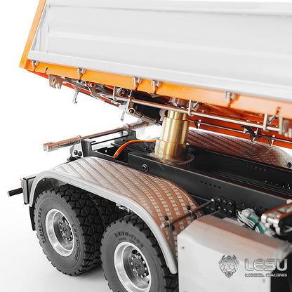 LESU 3348 1/14 Metal Hydraulic 3 Ways RC Dump Truck with Crane 2 Speed Transmission 7CH Valve Sound Light for Construction Vehicle Enthusiast