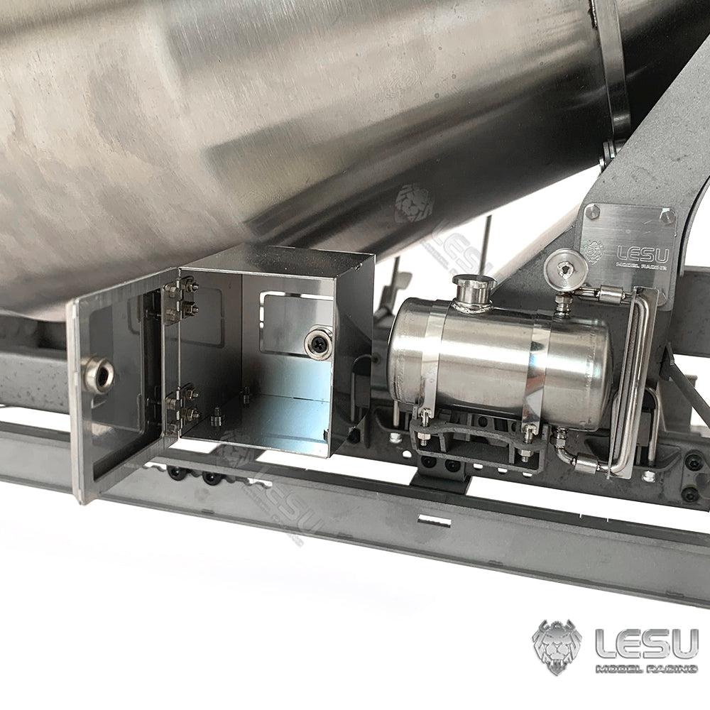 LESU 1/14 Metal DIY Upgraded Part Side Bumper Vacuum Tank Waste Bin Concrete Mixer for Tamiya Roll-off RC Dumper Vehicle Wood Trailer Rack