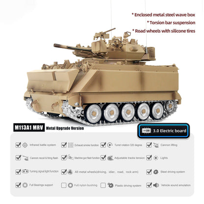 1/16 Tongde Remote Control Tank M2412-A M113A1 MRV Infrared Barrel Recoil Fire Flashing 320 Turret Rotation Metal Drive Gearbox