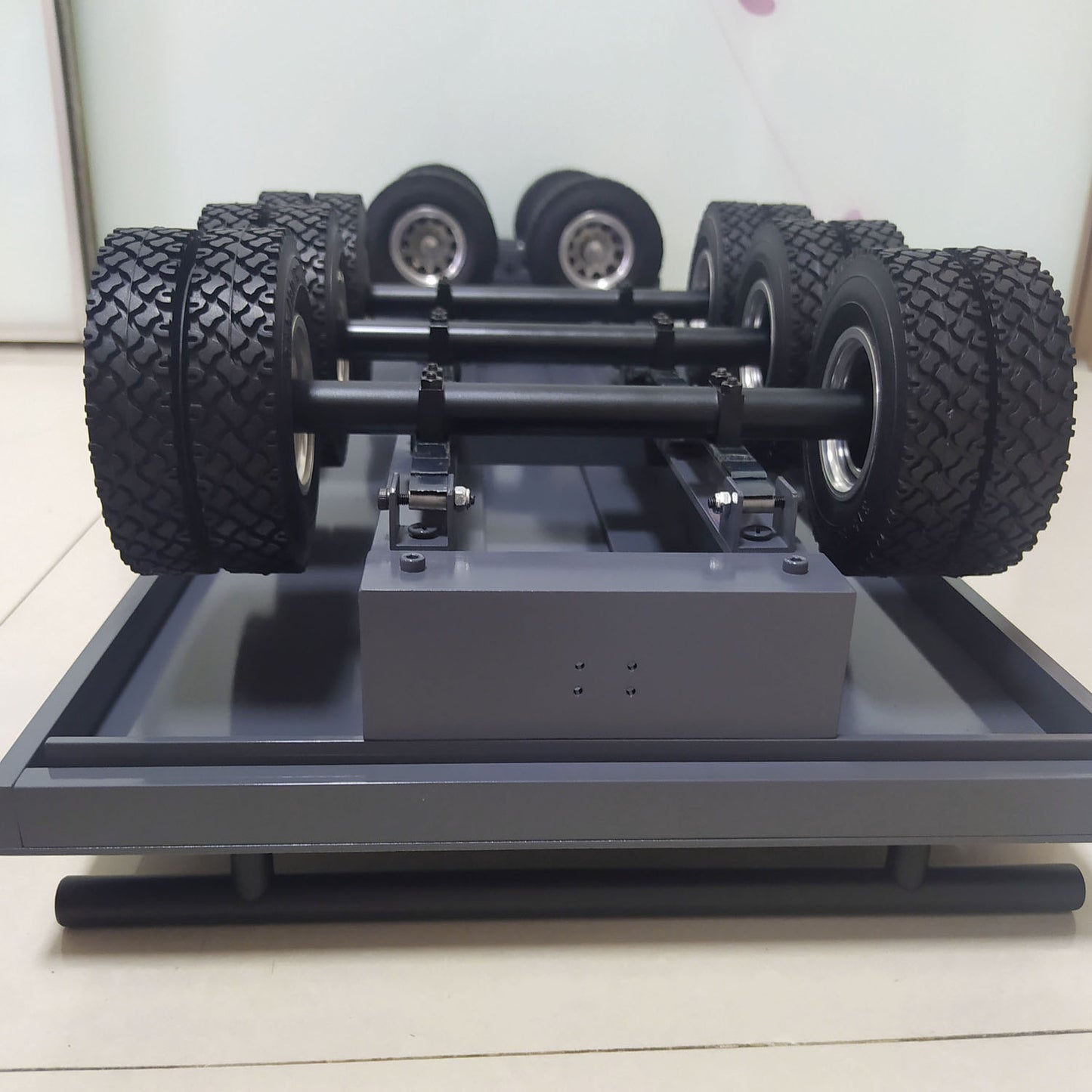 Metal 5 Axles Trailer for 1/14 RC Hydraulic Dump Radio Controlled Truck Tractor Eletric Car Simulation Hobby Model