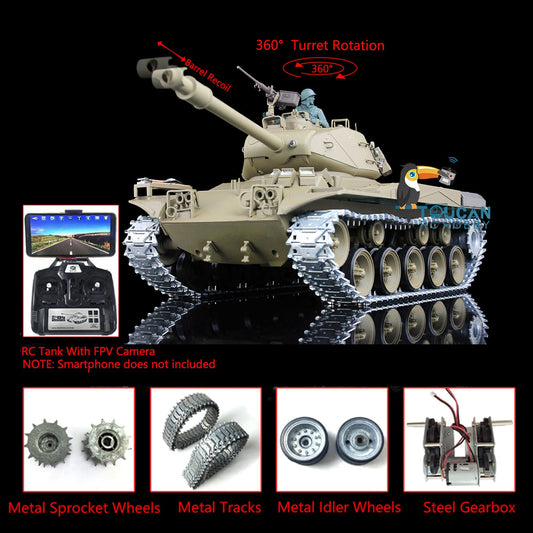 TOUCAN RC HOBBY Heng Long 1/16 TK7.0 USA Walker Bulldog 3839 RTR RC Tank FPV 360 Degrees Turret Smoke IR BB Unit Metal Tracks Gearbox Sprockets Wheels