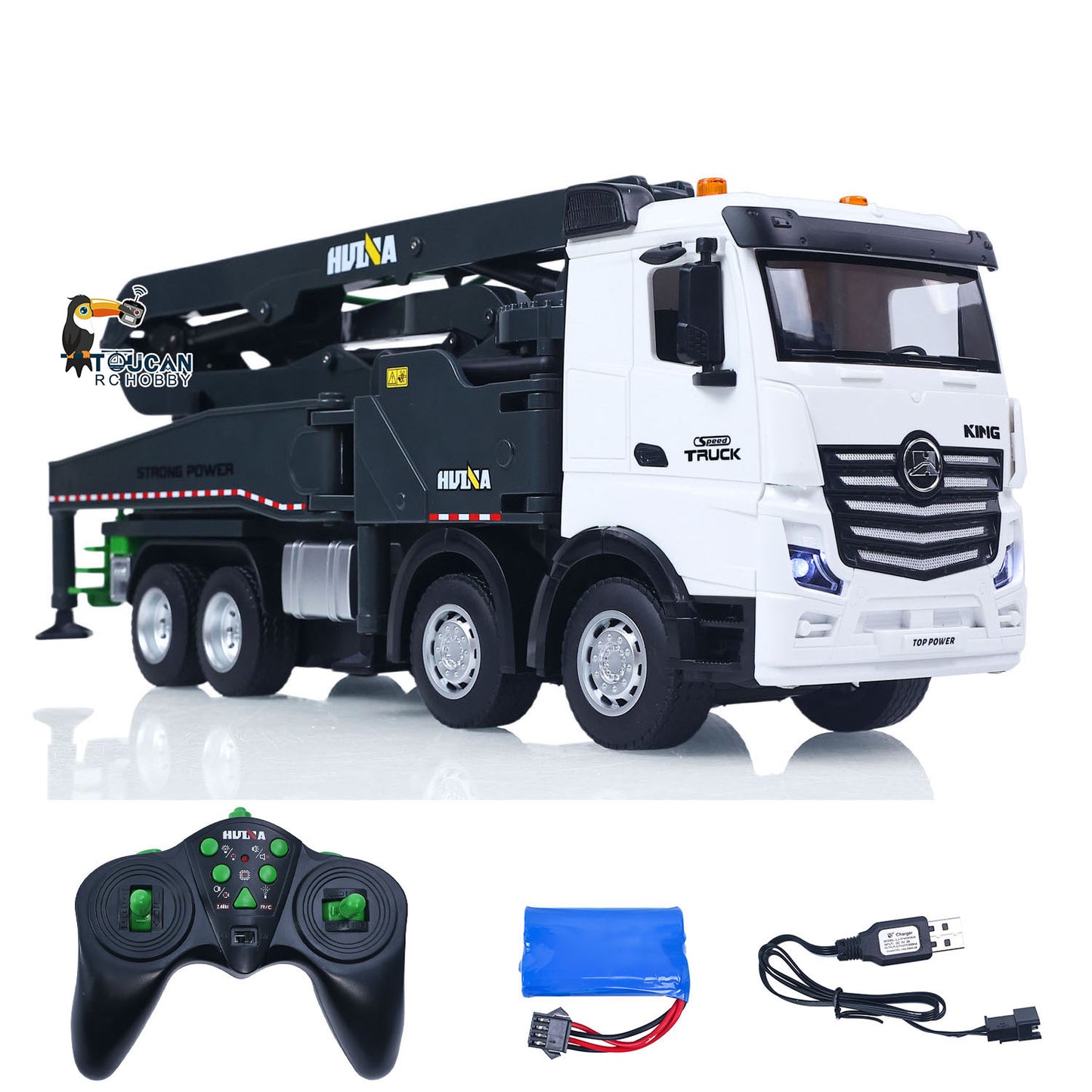 US Stock HUINA 1/18 Remote Control Concrete Pump Truck 1381 RTR Construction Vehicle Manual Support Leg Light Sound System Battery