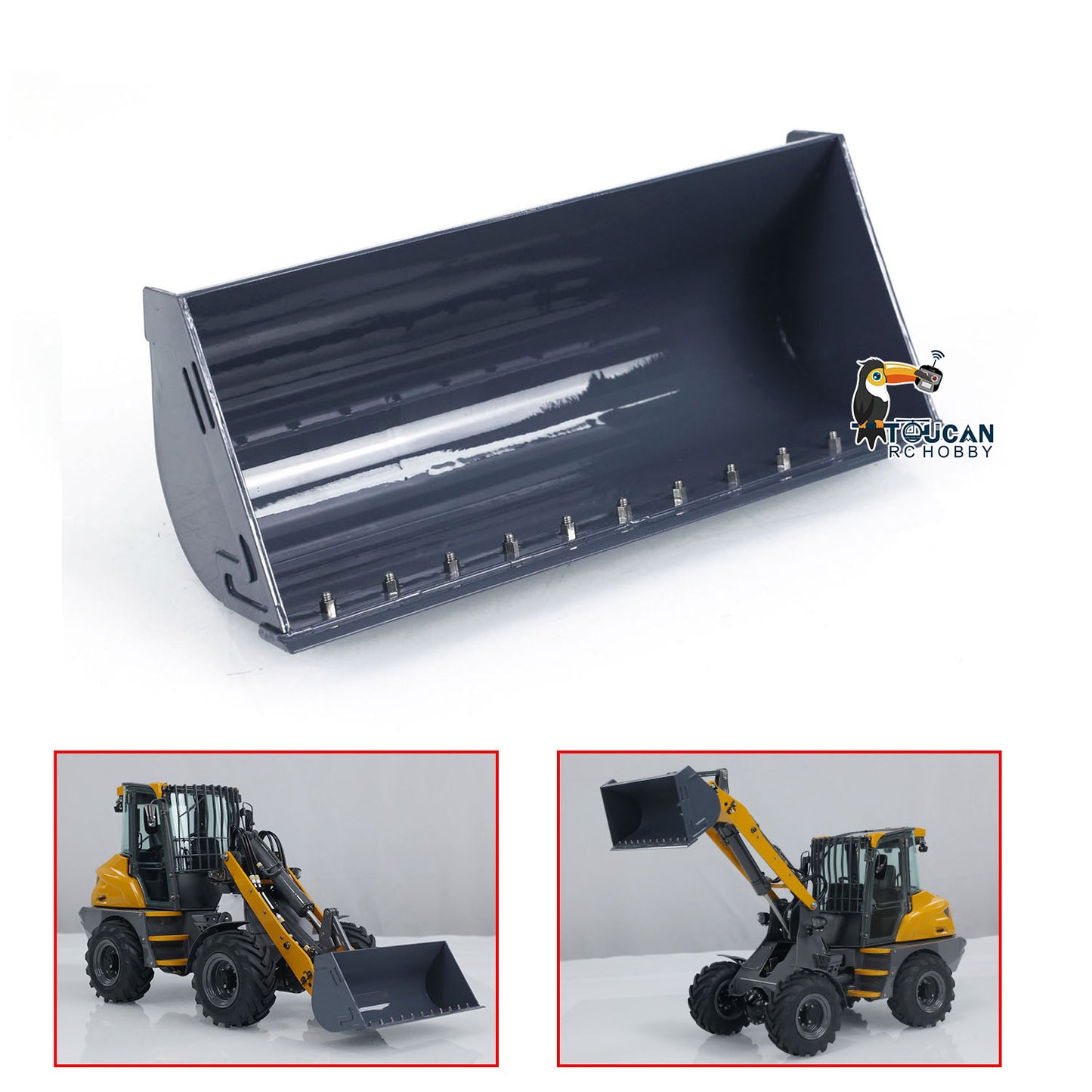 TOUCAN RC HOBBY LESU 1/14 Metal Sieve Bucket Gripper Dozer Shovel Rake Bucket for AOUE MCL8 AT1050 WA100M-8 RC Hydraulic Loader Construction Vehicles DIY Model