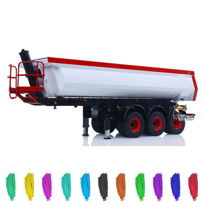 In Stock LESU Metal 3Axles 1/14 Hydraulic Dump Semi-Trailer U Shaped Bucket for DIY TAMIYA Remote Control Tractor Truck Light System