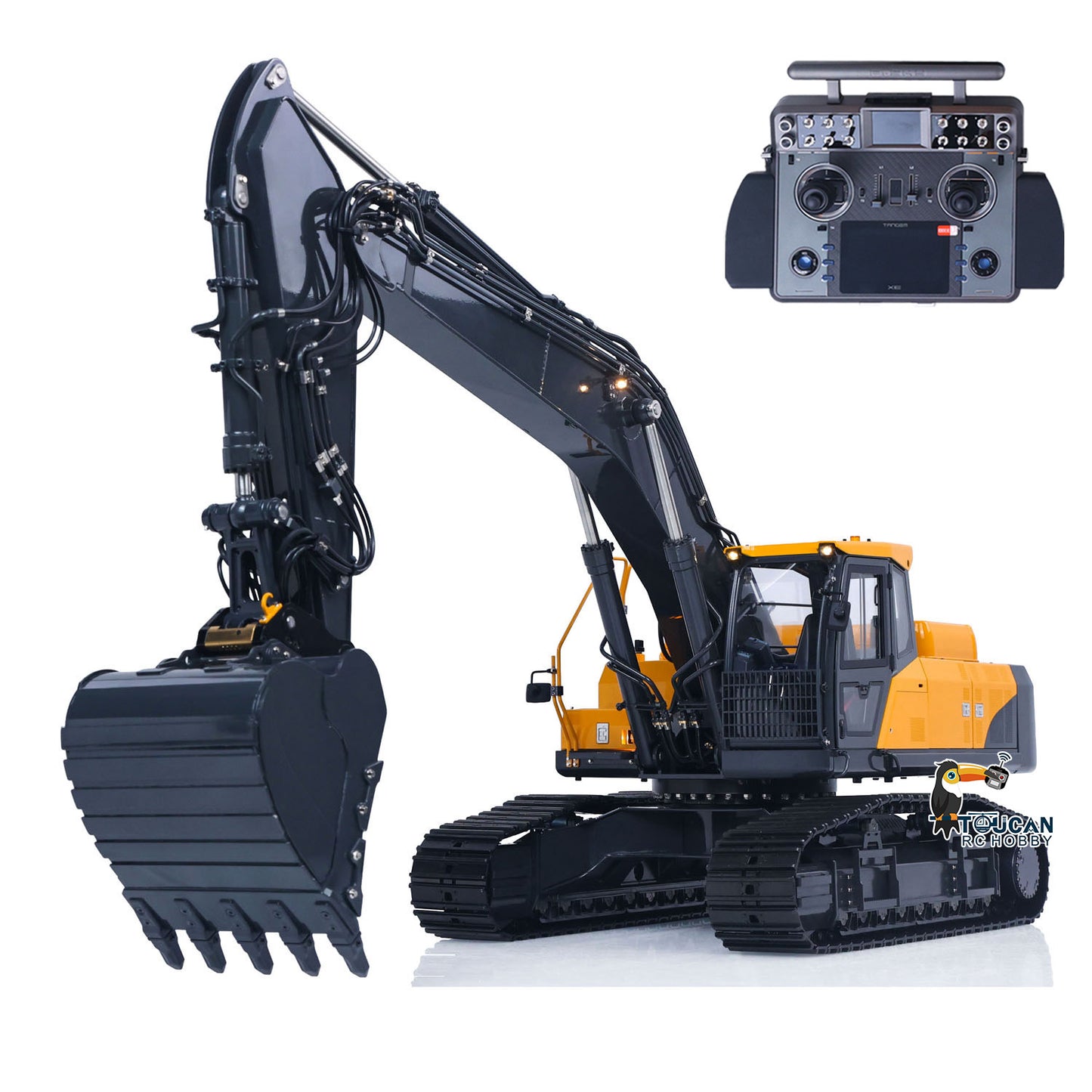 Flash Sale Metal 1/14 Super Frog Remote Control Hydraulic Excavator E400 Pro 9CH Valves RC Digger 35KG Servo 3 Pump Light Sound System