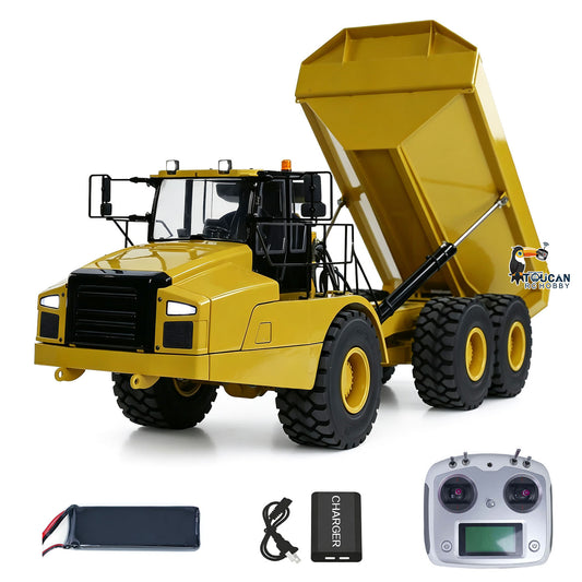 TOUCAN RC HOBBY JZModel 1/14 Ready To Run DIM 745D Metal Hydraulic RC Articulated Truck 745D 6*6 Light Sound Interior Trim of Cab Remote Control Battery