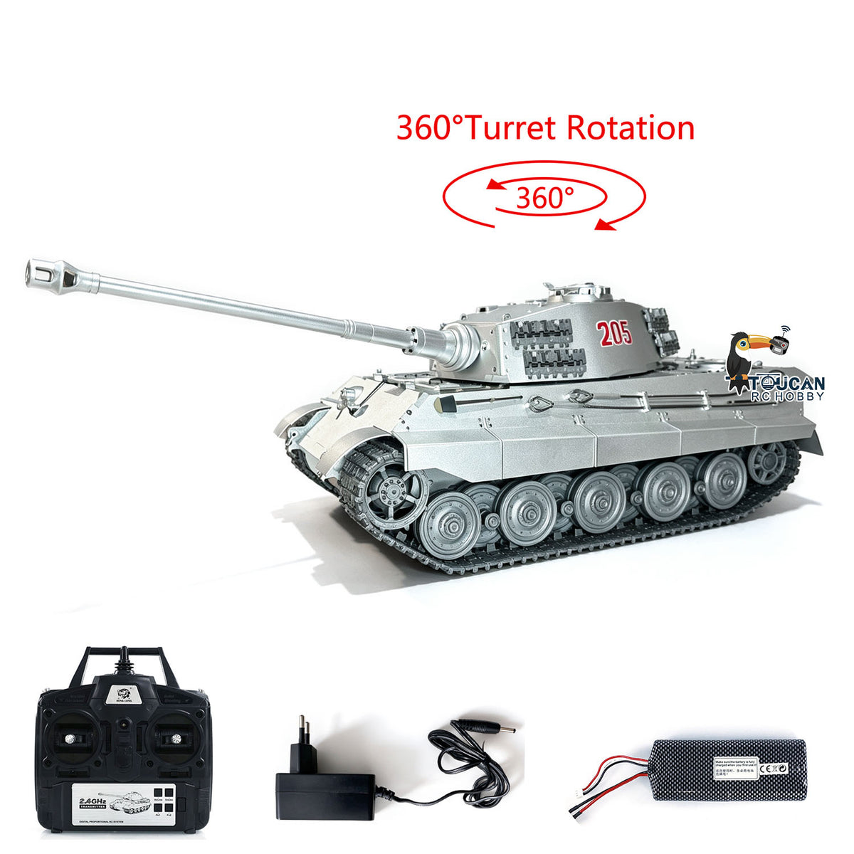 Heng Long 1/16 RC Tank King Tiger 3888 - Metal Track & Chassis RTR BB Firing