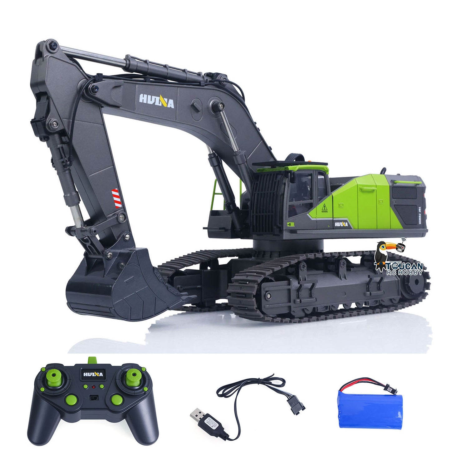 US Stock HUINA 1:14 Scale 593 1593 Toys RTR Truck Model RC Excavator Car Gift Battery 2.4Ghz Remote Control Light Sound