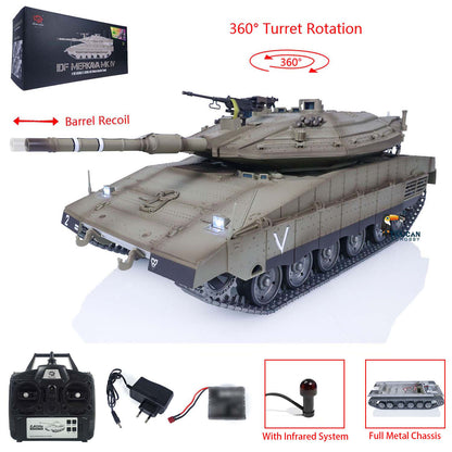 IDF Merkava MK IV 3958 with Full Metal for Heng Long 1/16 RC Battle Tank Vehicle lnfrared Fighting Laser Aming Lights