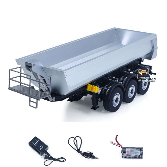 US Stock 26.1Inches KABOLITE 1/14 Metal Radio Control Semi Trailer Dumper Electric Lifting for RC Tractor Truck SC 770S Light Support Leg