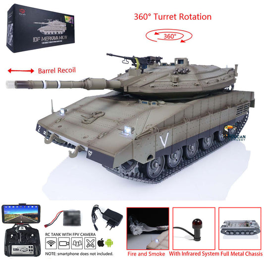 IDF Merkava MK IV FPV 3958 for Heng Long 1/16 RC Battle Tank Full Metal Chassis lnfrared Combating BB shooting