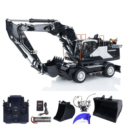 EC380 1/14 RC Hydraulic Excavator Wheeled Construction Vehicle 3-arm Remote Control Diggers Model Grab Tiltable Clamshell Bucket