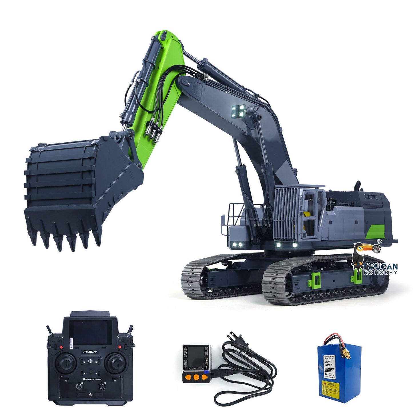In Stock 55KG! 395F 1/12 Metal RC Tracked Excavator Remote Control Hydraulic Digger 2830 Brushless Motor Dual Pump System Flysky Radio
