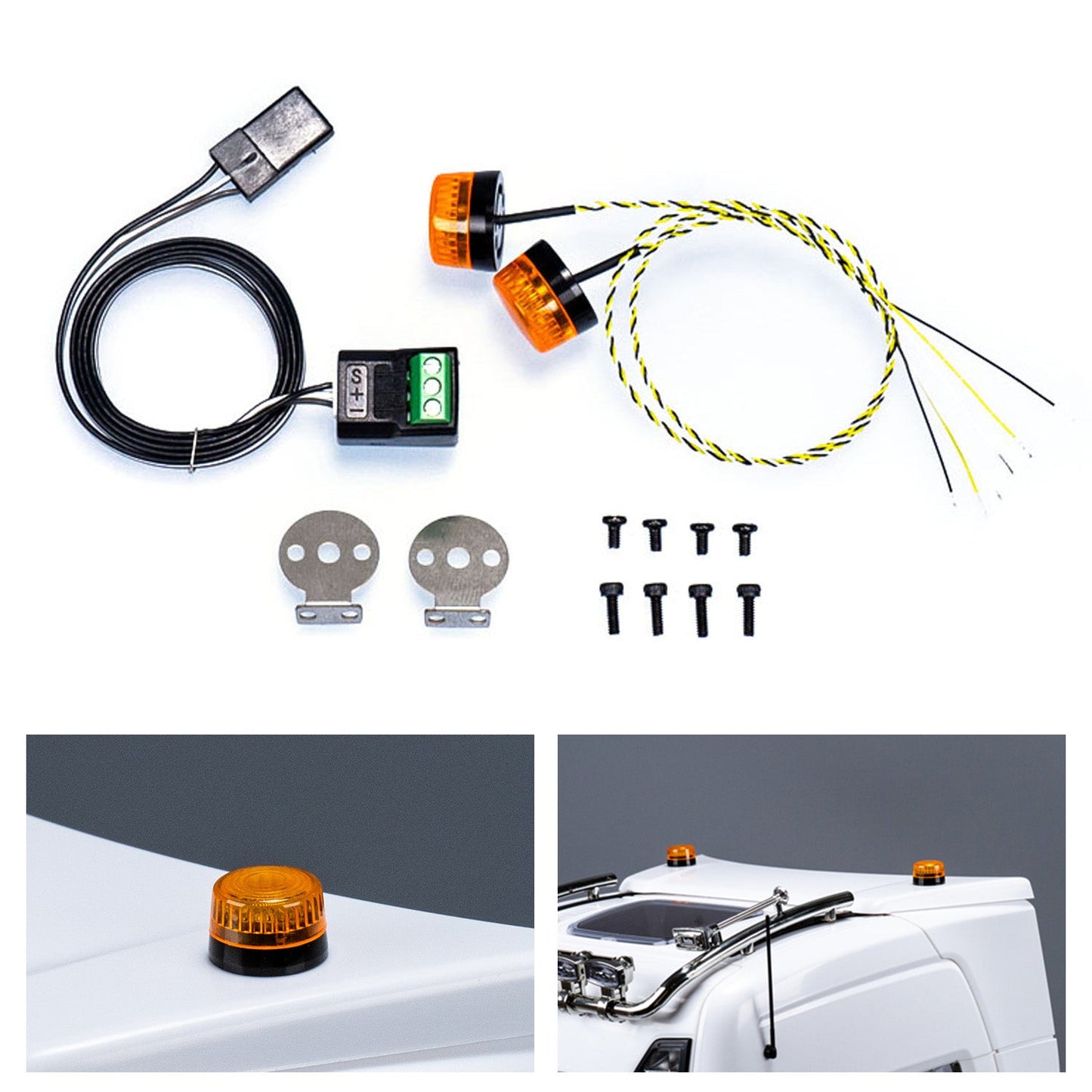 360 Rotating Light 5V LED Warning Lamp for 1/14 DIY TAMIYA RC Tractor Truck Model Digger Dumper Construction Vehicle Lorry Car