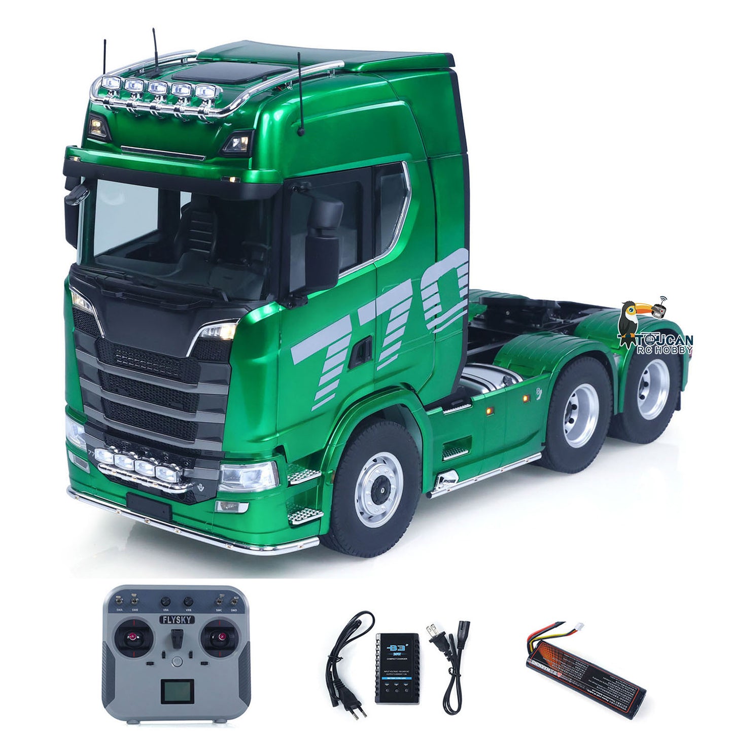 In Stock KABOLITE Metal 1/14 770S 100 RC Tractor Truck 6x6 Remote Control Lorry RTR Car Model 2Speed Gearbox Differential Lock Battery Radio System Light Sound