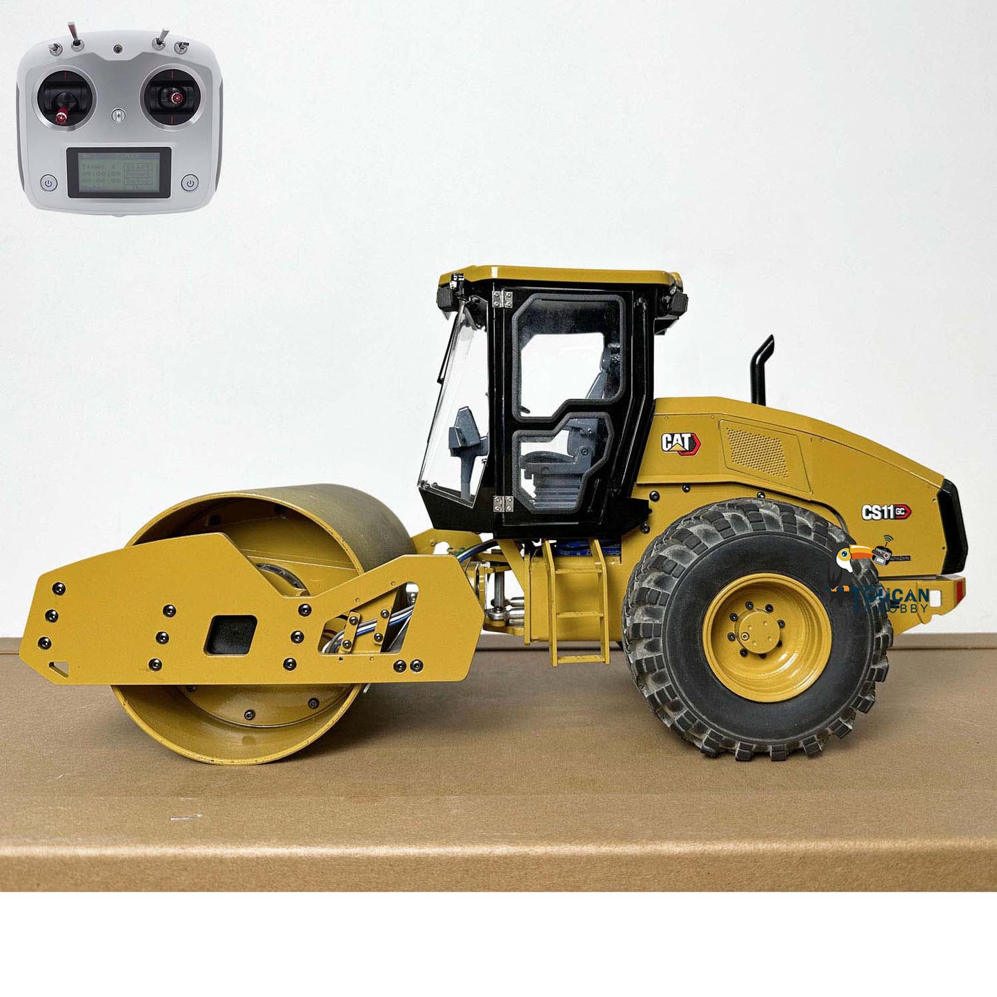 JZM Metal 1/12 CS11 Assembled Painted RC Road Roller Remote Control Engineering Vehicles Car Models FlySky I6S Radio System