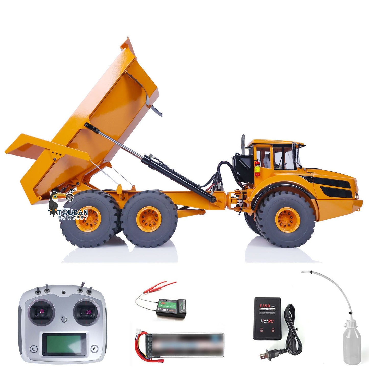 1/14 6x6 Hydraulic Lifting RC Articulated Truck Metal Dumper Car RTR Model A40G Remote Control Construction Vehicles Toys