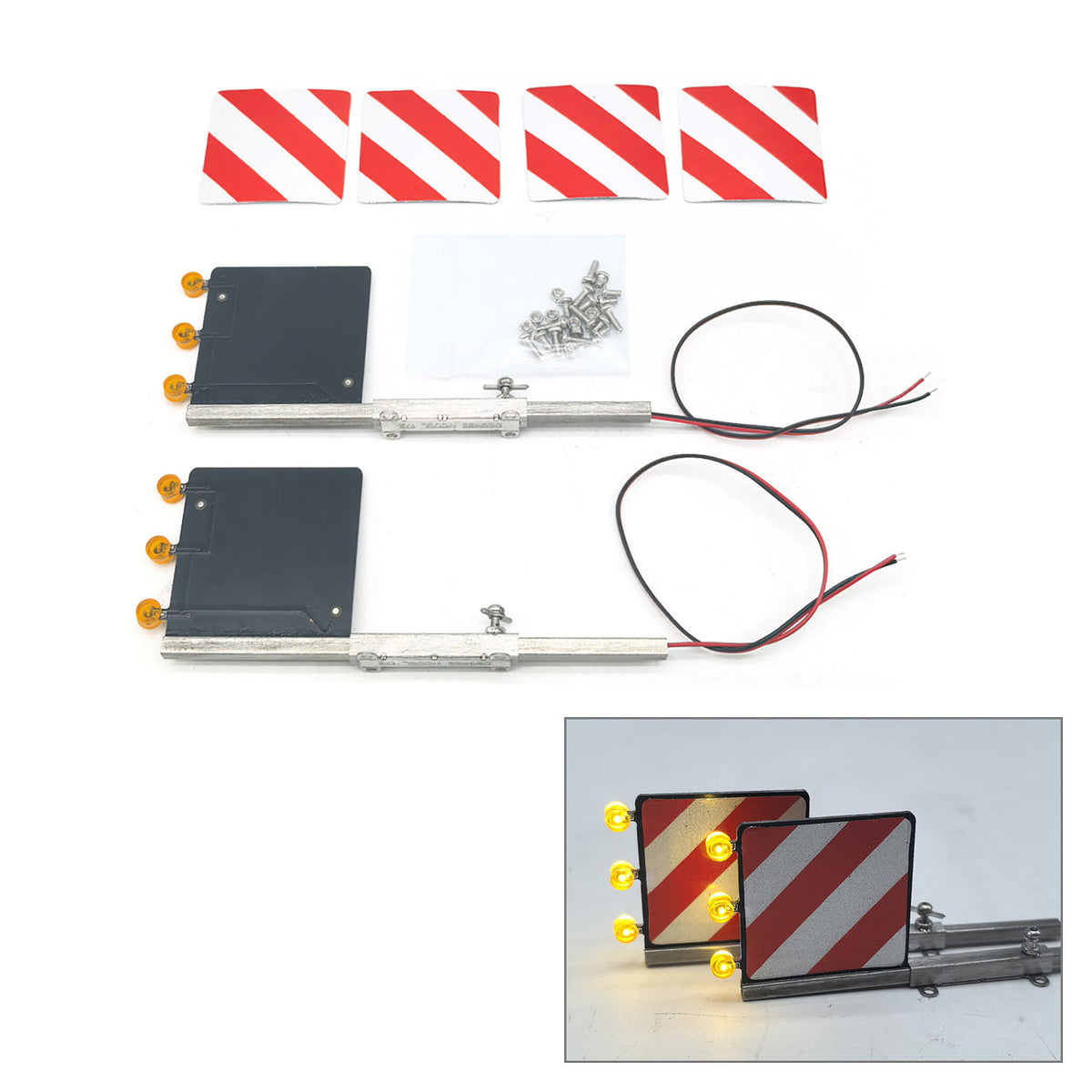 TOUCAN RC HOBBY Degree Plastic Rear Mudguard with 5V LED Lamp Warning Light for DIY 1/14 RC Tractor Truck Engineering Vehicle Trailer Upgraded