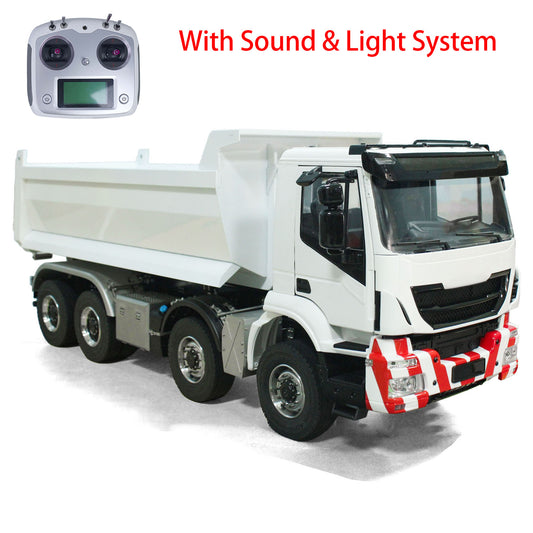 1/14 8x8 Metal Hydraulic RC Dumper Car Radio Controlled Full Dump Truck ESC Servo Motor Sound Light 3-speed Transmission