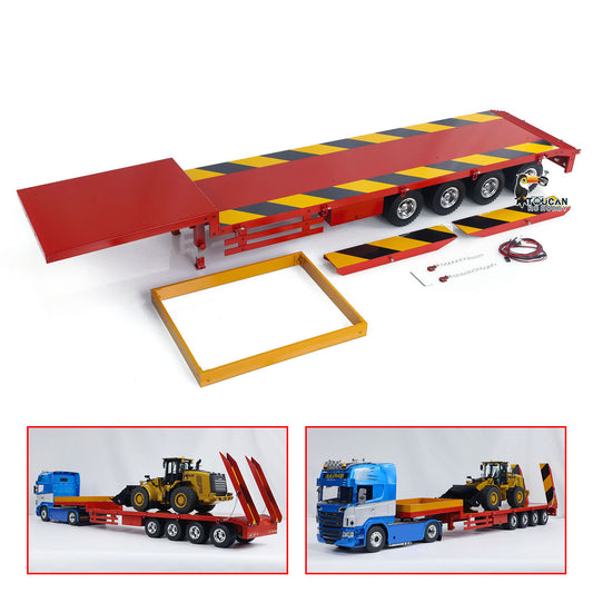 Metal Semi-trailer 4-Axle Trailer for 1/14 RC Tractor Truck Remote Control Car Hobby Model DIY Toy Accessory Assembled Painted