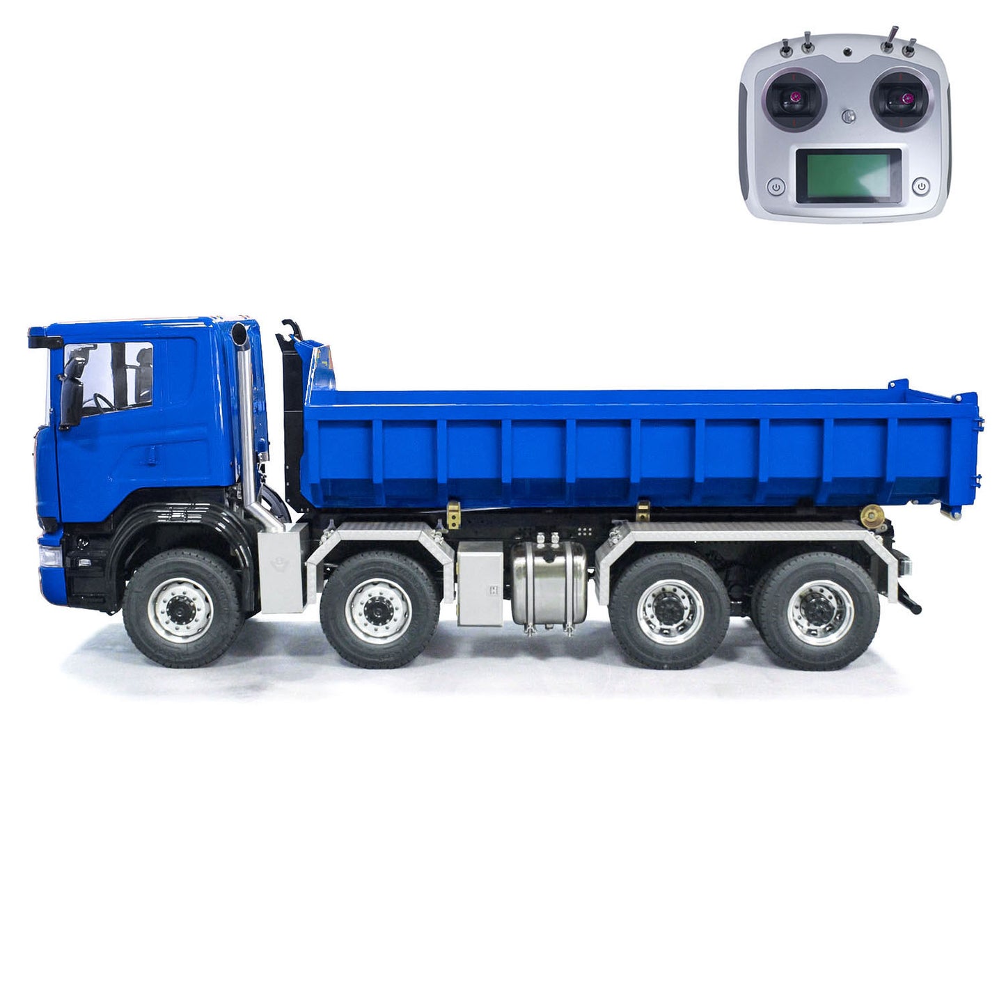 1/14 8x8 RC Hydraulic Full Dump Truck Roll-on Dumper Trucks 3-speed Transmission Differential Lock Axles Motor Servo ESC