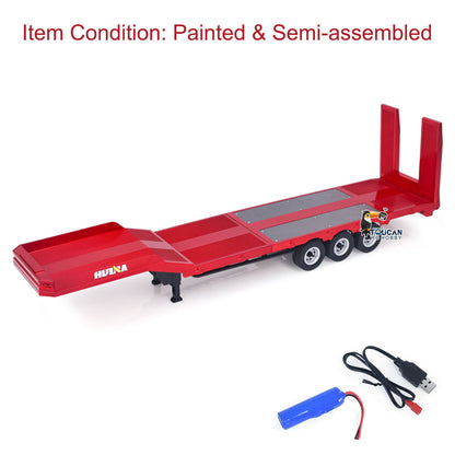 US Stock 3 Axle Plastic Semi Trailer Flatbed 1502 for 1/18 Remote Control Tractor Truck HUINA 1501 RC Lorry Car Model Upgrade Parts