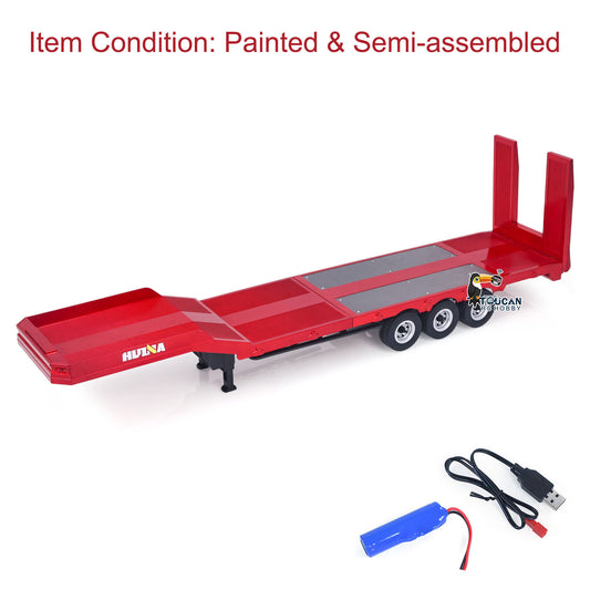 US Stock 3 Axle Plastic Semi Trailer Flatbed 1502 for 1/18 Remote Control Tractor Truck HUINA 1501 RC Lorry Car Model Upgrade Parts