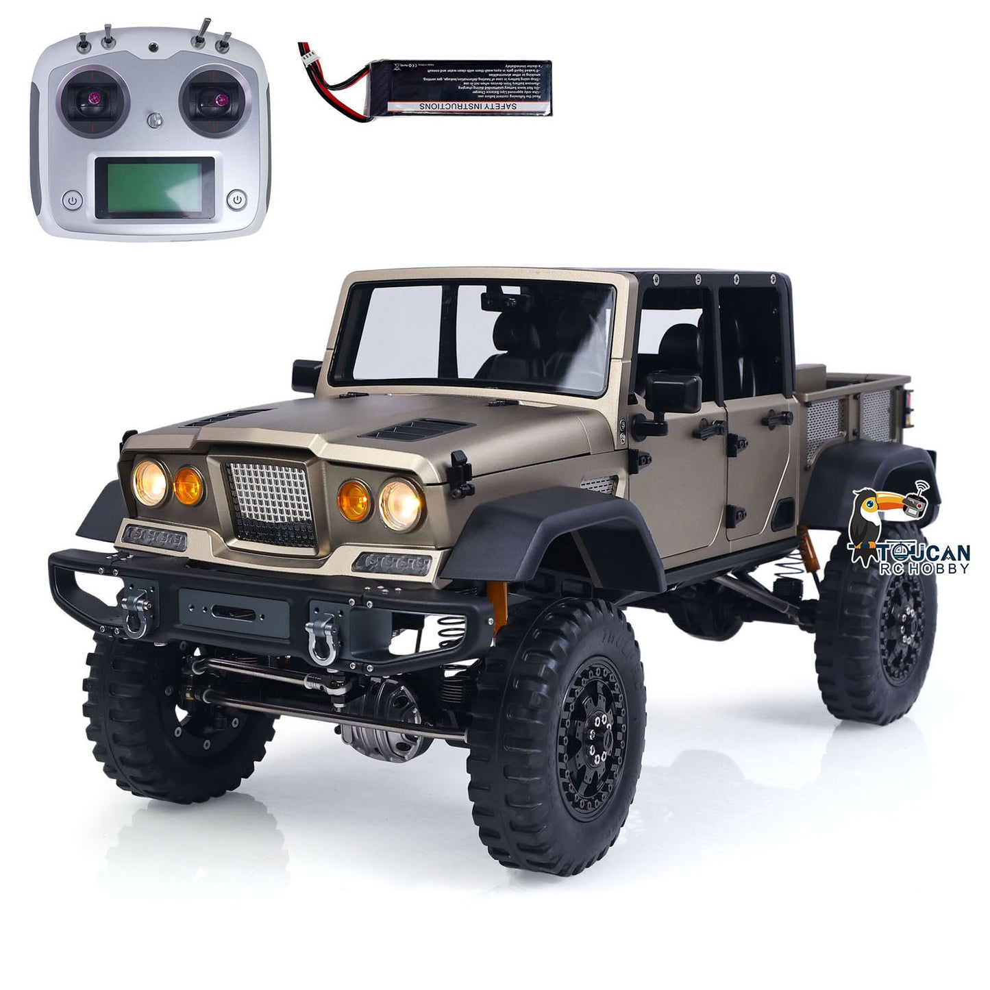 TWOLF 1/10 TW-715 RC Off-road Metal Crawler Climb Truck Sounds Lights Smoke Transport Truck for Adult