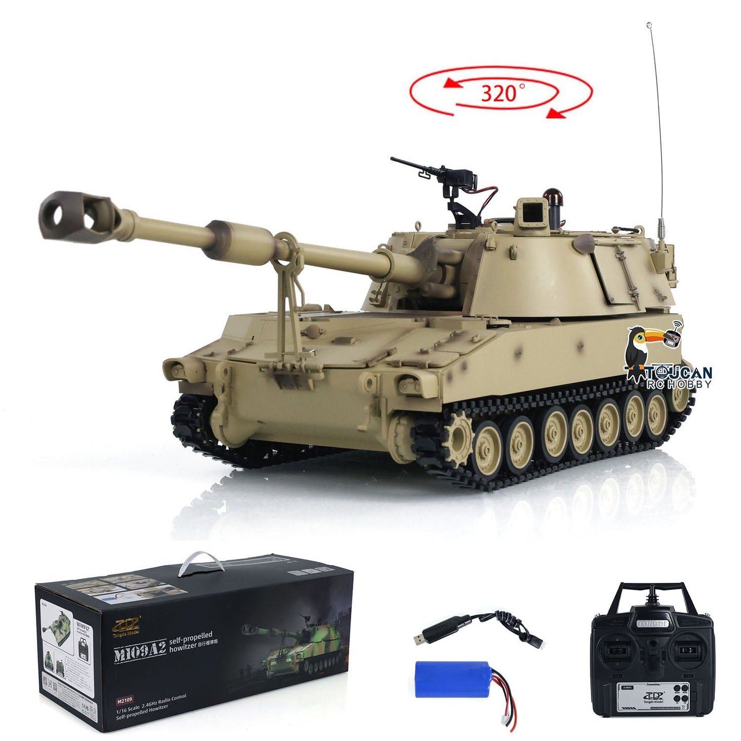Fast Free Shipping 1/16 Tongde RC Tank M109A2 Self-propelled Howitzer RTR Infrared BB Barrel Recoil Smoke Military Armored Model