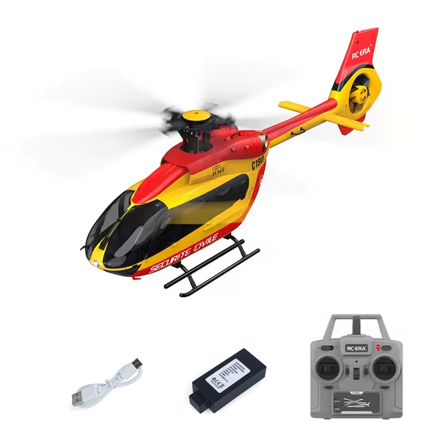 US Stock 1/30 RC ERA 6CH Radio Controlled Helicopter C190 Dual Brushless Motors RTF Model Aircraft H145 Aileronless Ducted Tail Rotor
