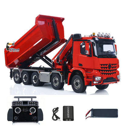 TOUCAN RC HOBBY LXY 1/14 10x10 RC Hydraulic Crane Dump Truck Radio Control Full Dumper Lorry with U-shaped Short High Standard Bucket Timber Flatbed