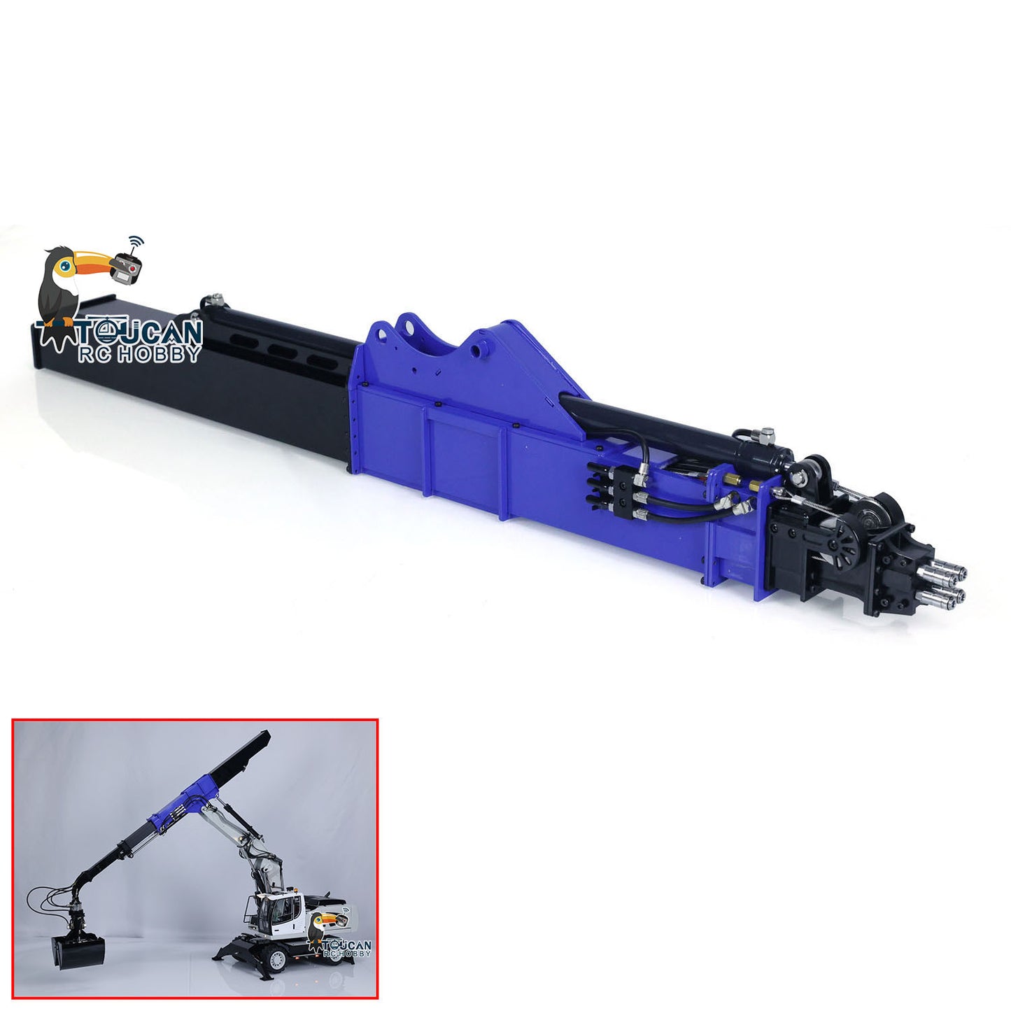TOUCAN RC HOBBY MTModel Metal Telescopic Boom Claw Grab for 1/14 946 EC380 Remote Controlled Hydraulic Excavator Upgraded Parts for Vehicle Enthusiast