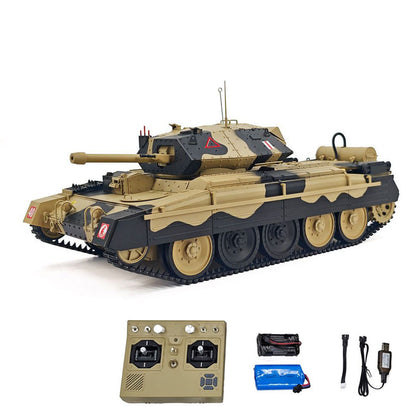 US Stock 1/16 2.4G RC Military Tank CoolBank Crusader MK III Wireless Control Battle Tank Model 360 Degrees Turret Rotary Smoke Sound Lights RTR