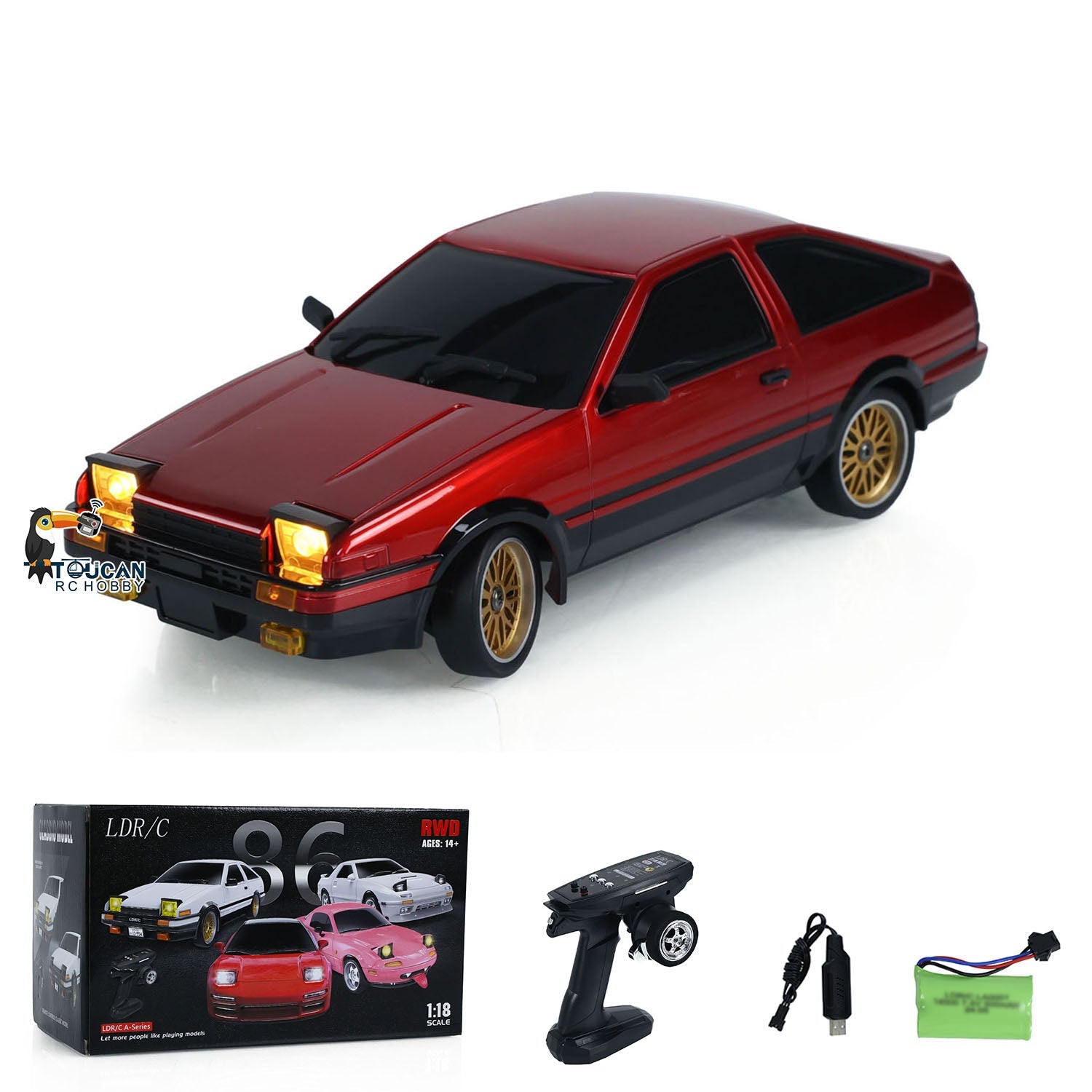 US Stock 1/18 RC Drift Racing Car RWD LDRC LD1801 AE86 Wireless