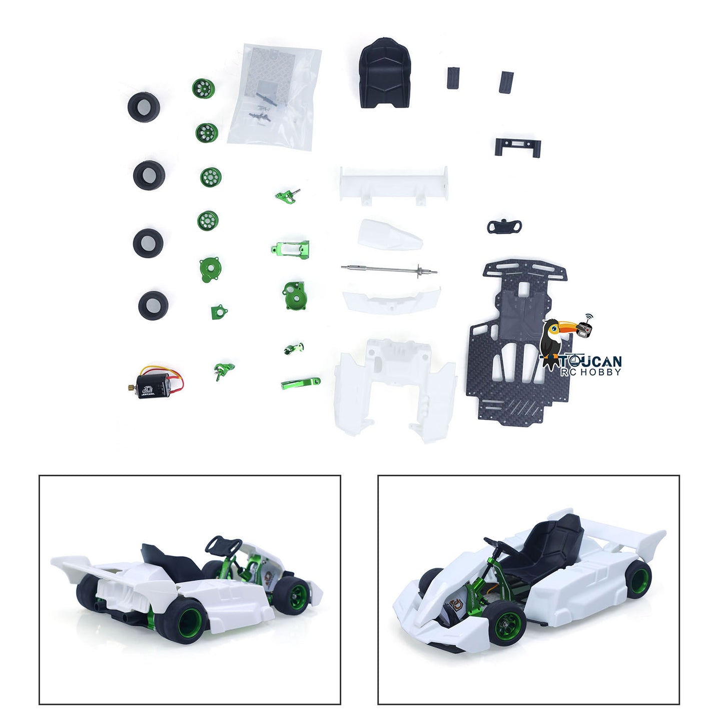 JDM 298B 1/10 Plastic RC Go-Kart DIY Model Radio Controlled Electric Racing Vehicle Unlimited Retrofit for Advanced Player