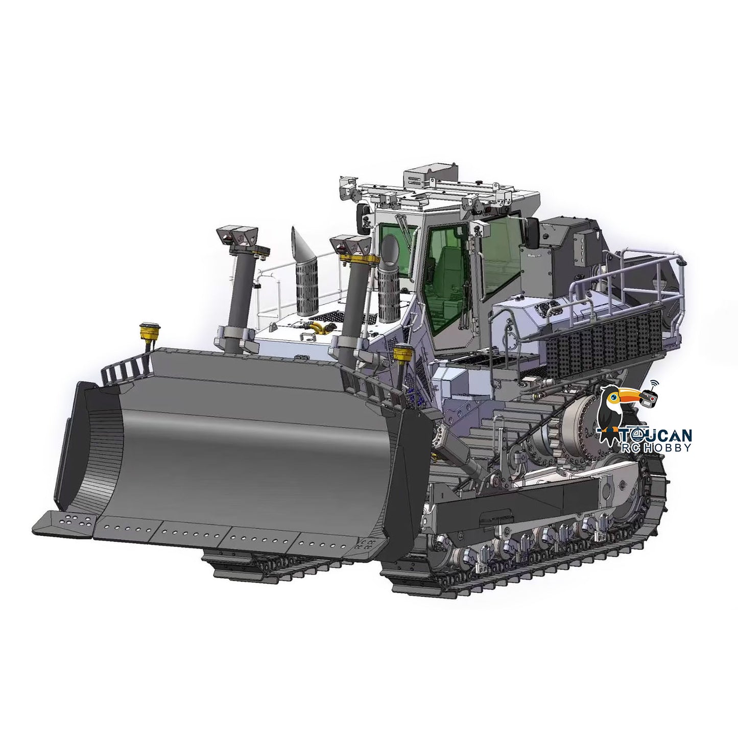 Super Frog LR776 1/14 Metal RC Hydraulic Bulldozer 7CH Valve Automatic Grease System Electric Wipers LCD Screen Light Sound Rear Ripper