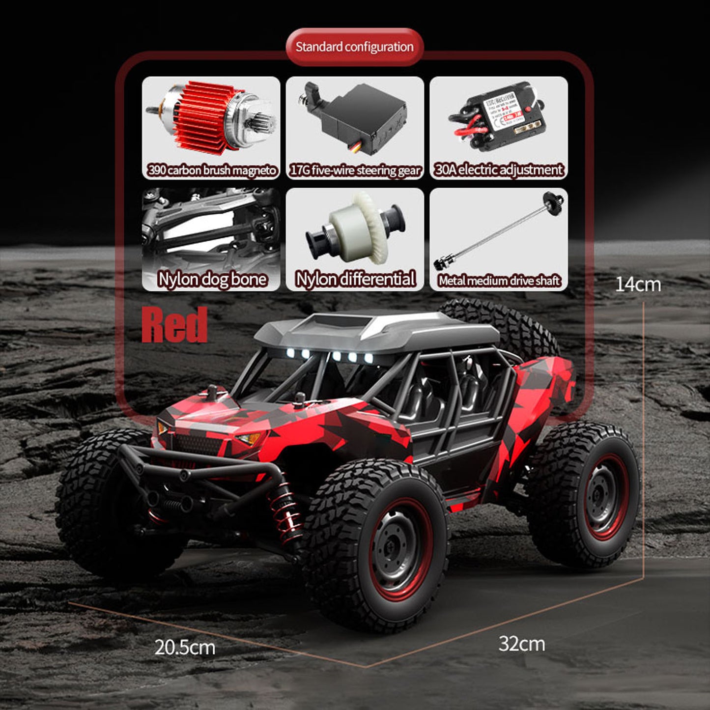 US Stock SCY 16106 1/16 Remote Control Off-Road Car AWD RC Electric Desert Truck Light System Charging Protection RC390 Motor 30A ESC