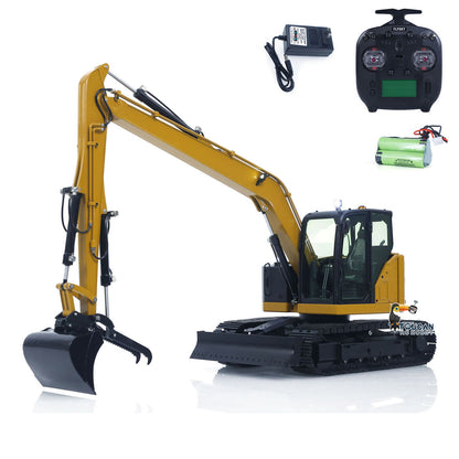 1/14 C308 RC Hydraulic Excavator 4 Valve Remote Control Construction Vehicle Extended Arm Brushless Motor No Sounds Charger