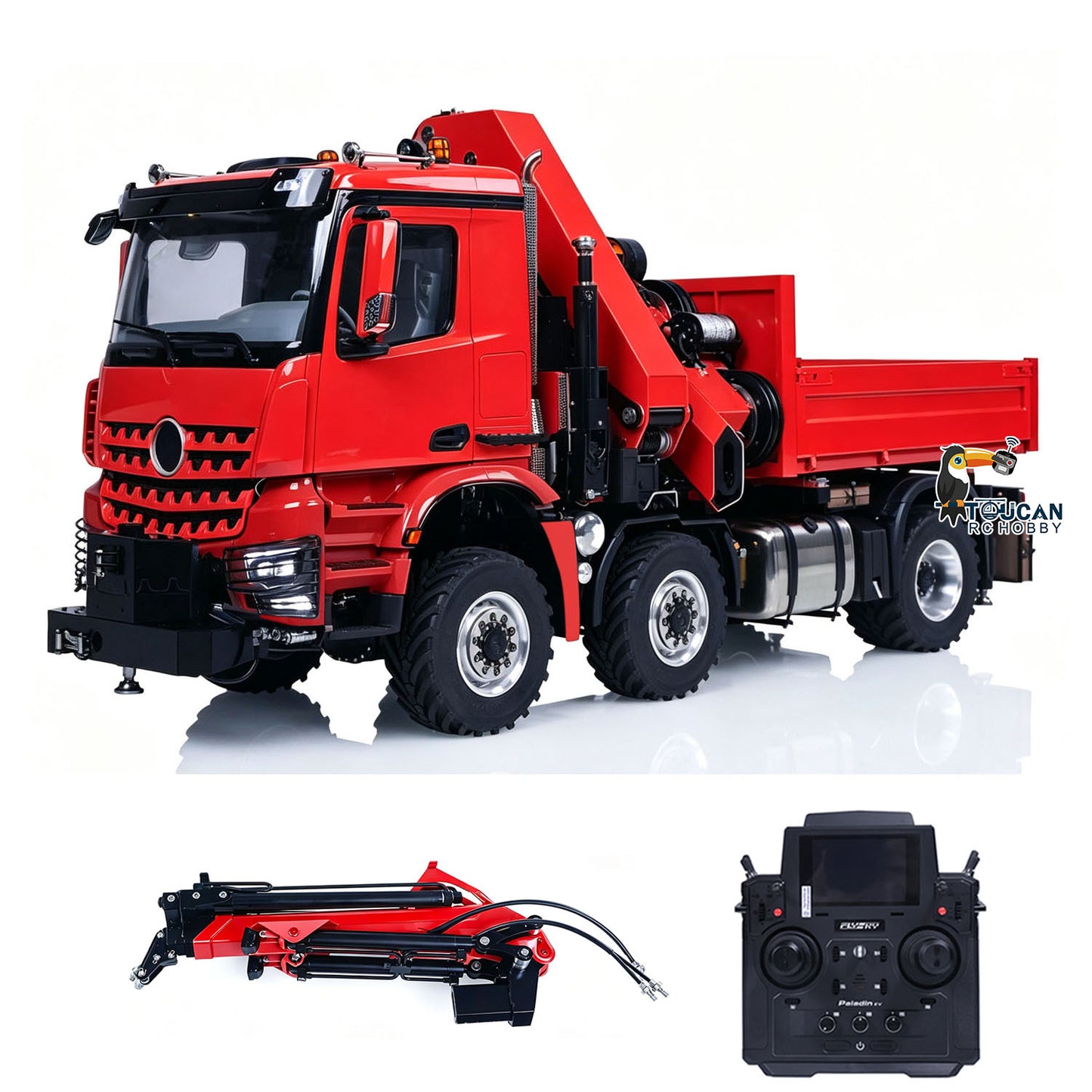 4151AK 1/14 Metal RC Agriculture Tractor Truck 6x6 Farm Lorry Hydraulic Crane Fly Jib Arm 3-Speed Gearbox Sound for Model Collector