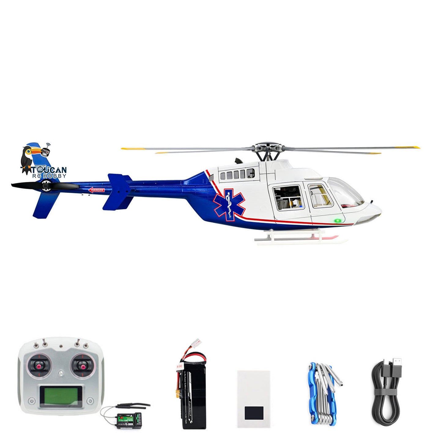 FLYWING Bell 407 Remote Control Helicopter 470 Class Model Plane One Click Return Brushless Motor RTR Flysky I6S Radio Battery