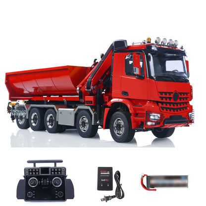 1/14 10x10 Radio Controlled Hydraulic Crane Dump BZ Metal Lorry Car Rear Axle Steering 2mm Piping System Replaceable Bucket