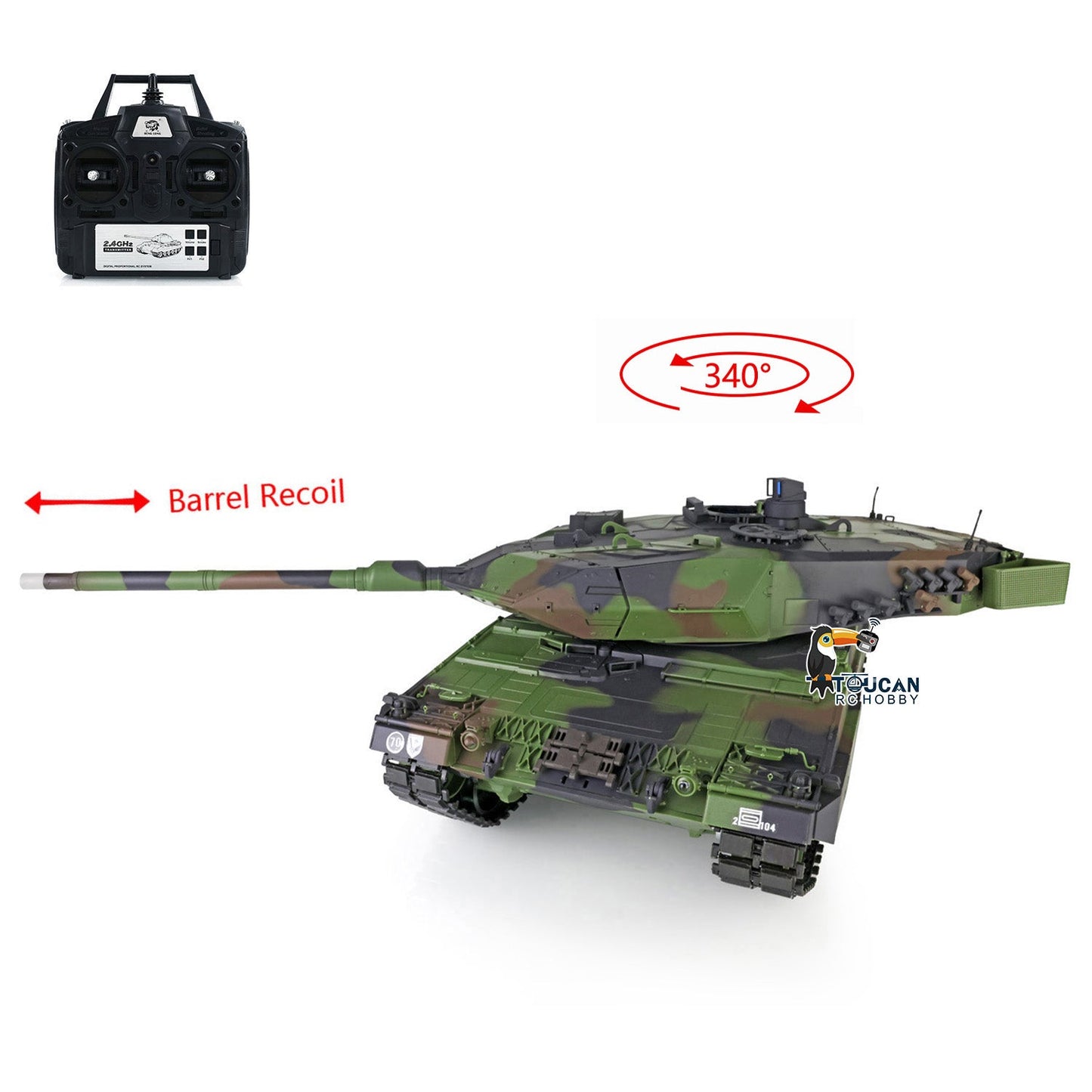 TOUCAN RC HOBBY Henglong 1/16 TK7.0 Plastic USA M1A2 Abrams 3918 German Leopard2A6 3889 RTR RC Tank BB Infrared Combat Smoke Barrel Recoil Sound Light System
