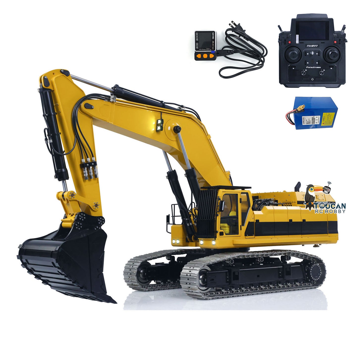 55KG! 1/12 Metal Remote Control Hydraulic Tracked Excavator 395F RC Digger 2830 Brushless Motor Dual Pump System Flysky Radio