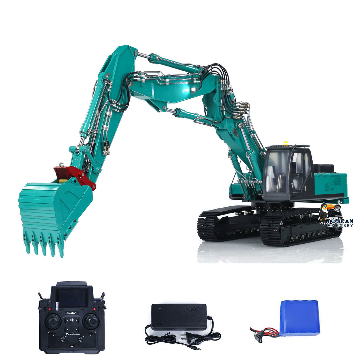 TOUCAN RC HOBBY Kabolite K350-200 1/14 Metal RC Hydraulic Excavator RTR 3 Arms PL18EV Lite Controller 10000mAh Battery Light & Sound System Air Filter GPS for Digger Model Collectors