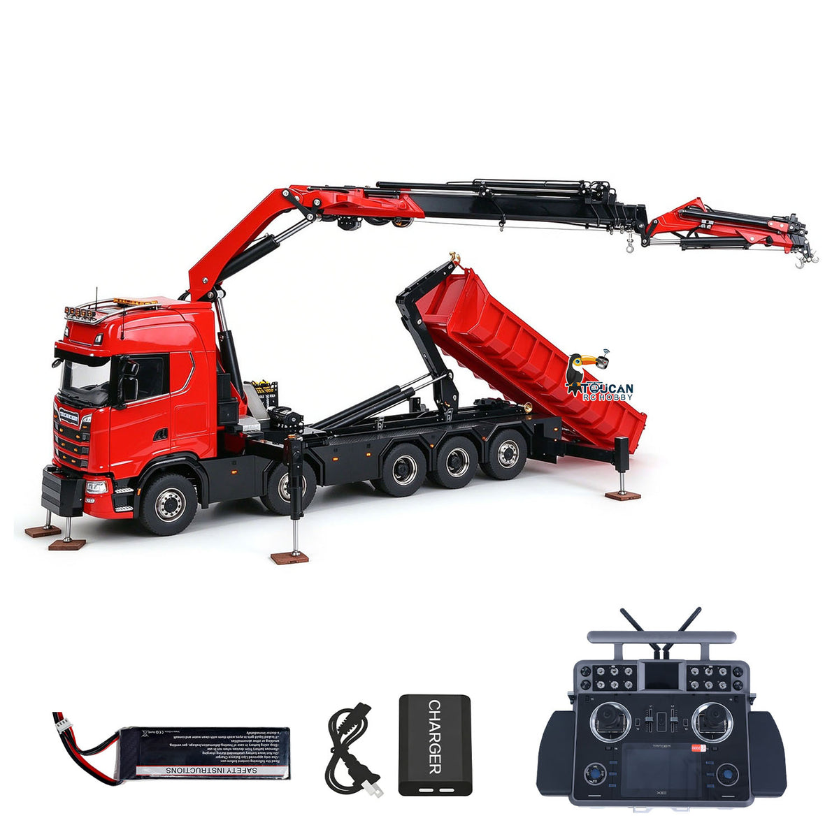LXY 1/14 Hydraulic RC Crane Dump Truck 770S - 10x10 All-Metal Axles RTR 10CH Valve Fly Jib Arm