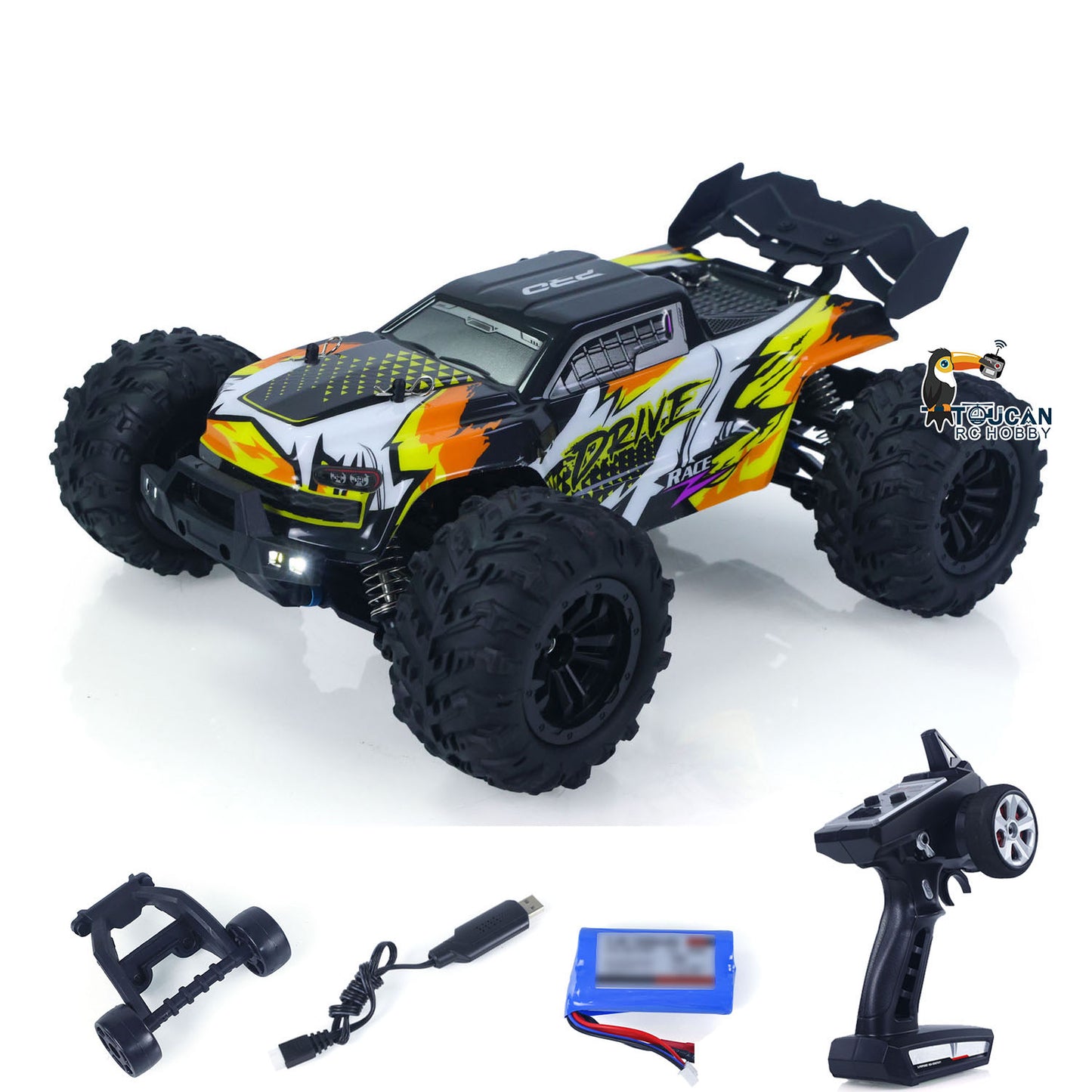 US Stock 1/16 4X4 Radio Controlled Off Road Vehicle SCY 16102Pro RC Big Tire Truck Muti-Terrain Brushless Model Car Light System RTR