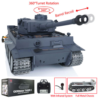 HengLong Factory 1/16 3818 German Tiger 1 Full Metal Chassis Plastic Upper Hull RTR RC Tank Speaker 360Degrees Turret Smoke Gearbox
