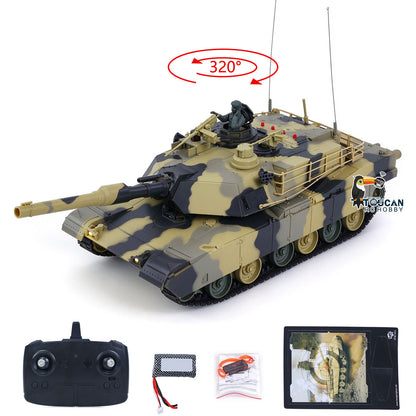 TOUCAN RC HOBBY Heng Long 1/24 RC Tank Abrams M1A2 3816-2 2.4G Remote Control Battle Vehicle Panzer Simulation Model Painted Assembled